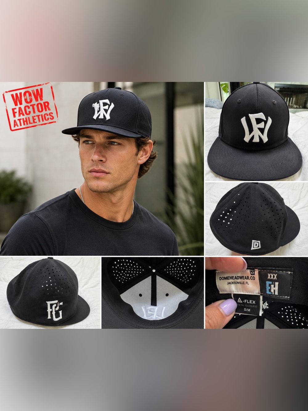 Wow Factor Athletics Black Performance Baseball Hat | Stretch Fit | BreThable